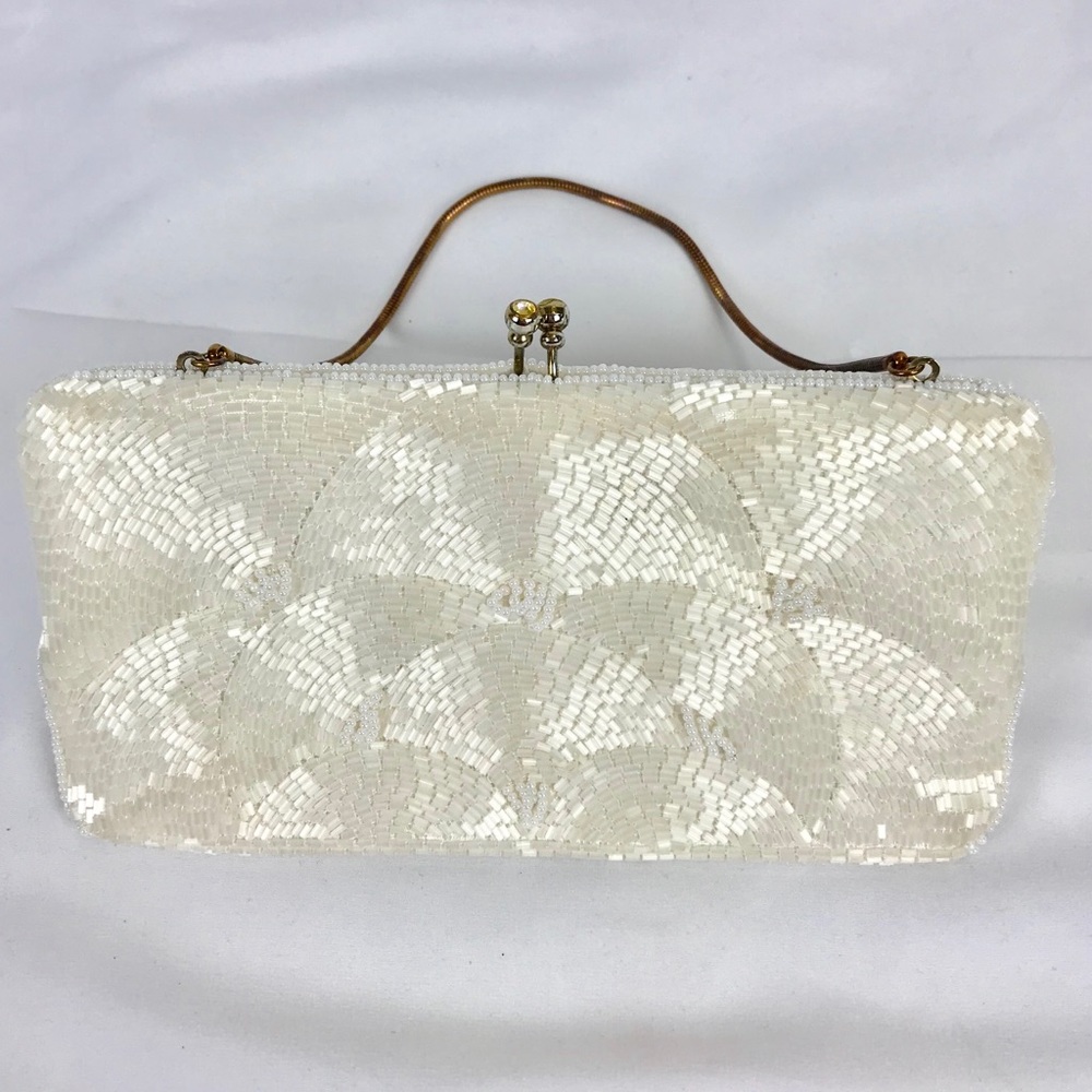 White Sequin Clutch Purse